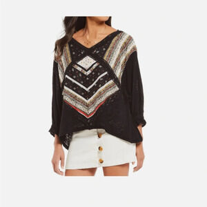 Free people embroidered boho loose fit top
